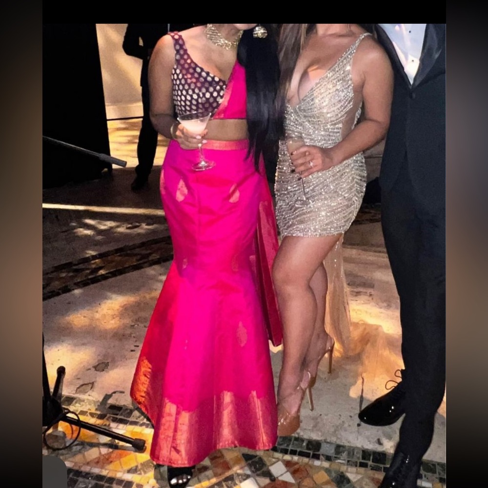 100% pure silk custom designed repurposed lengha wedding dress